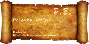 Polevka Béni névjegykártya